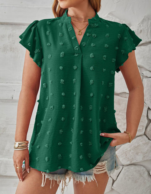 Load image into Gallery viewer, Swiss Dot Notched Cap Sleeve T-Shirt
