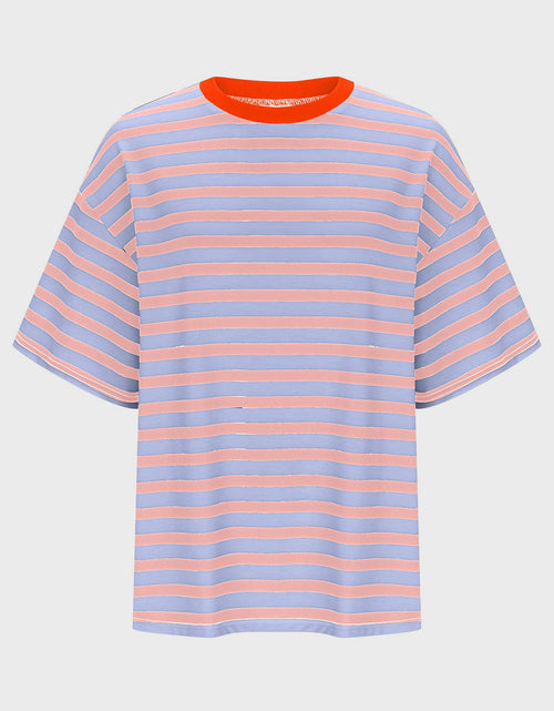 Load image into Gallery viewer, Striped Round Neck Half Sleeve T-Shirt
