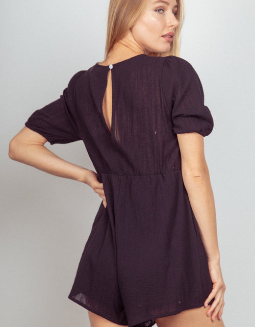 Load image into Gallery viewer, VERY J Lace Detail Puff Sleeve Romper with Pockets
