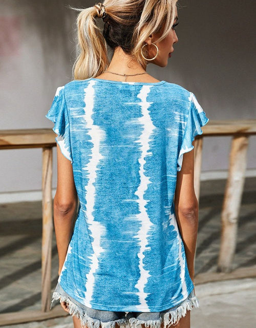 Load image into Gallery viewer, Shiny Tie-Dye Buttoned Flutter Sleeve Blouse
