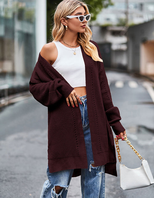 Load image into Gallery viewer, Long Sleeve Waffle-Knit Cardigan
