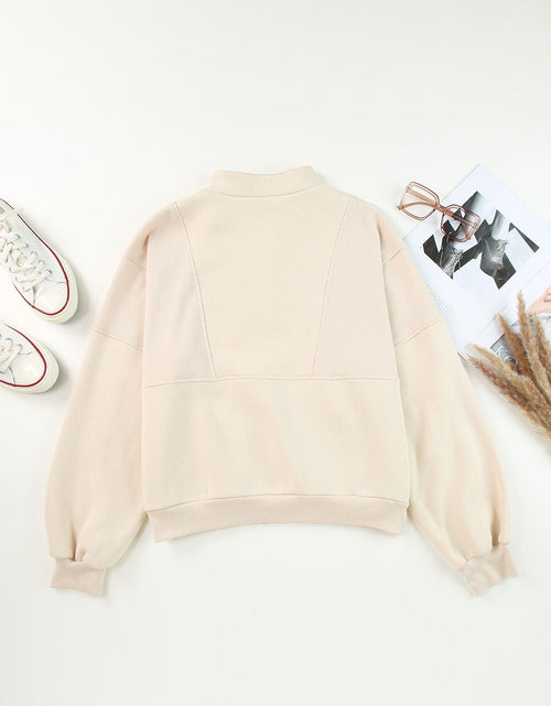 Load image into Gallery viewer, Half Zip Drop Shoulder Long Sleeve Sweatshirt
