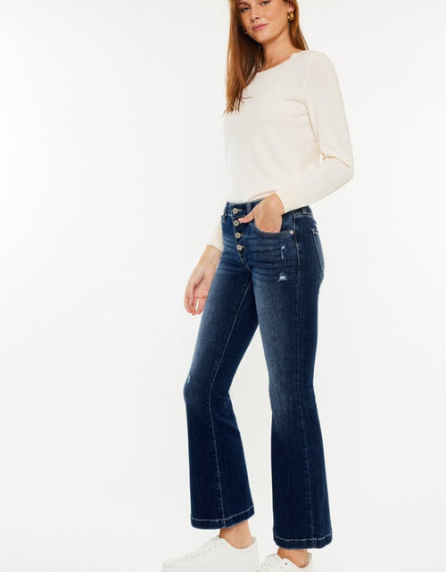 Load image into Gallery viewer, Kancan Mid Rise Button Fly Flare Jeans
