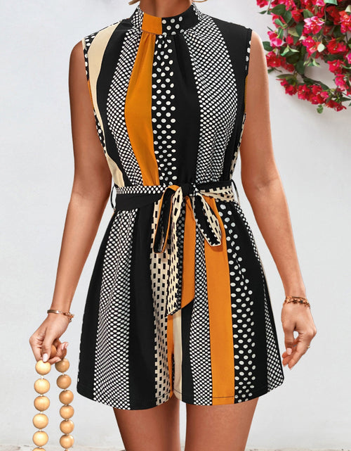 Load image into Gallery viewer, Tied Color Block Sleeveless Romper
