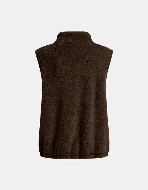 Load image into Gallery viewer, Full Size Fuzzy Zip Up Vest Coat with Pockets
