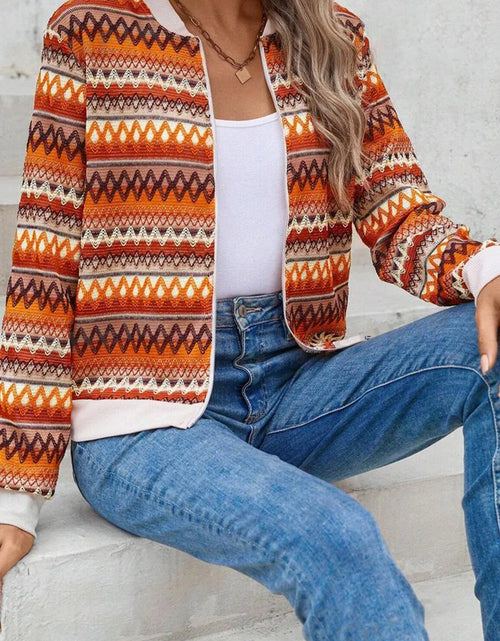 Load image into Gallery viewer, Contrast Baseball Collar Zip Up Jacket
