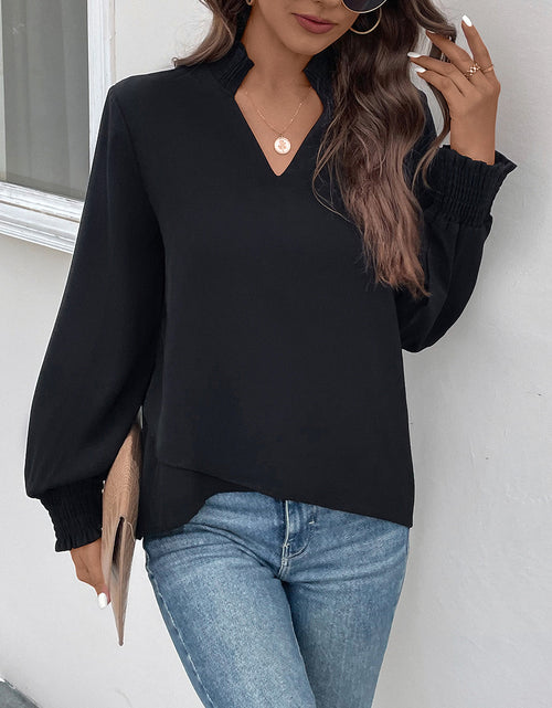 Load image into Gallery viewer, Perfee Smocked Notched Long Sleeve Blouse
