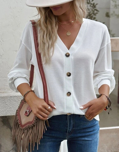 Load image into Gallery viewer, V-Neck Dropped Shoulder Blouse
