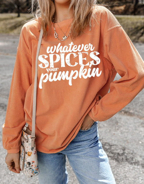 Load image into Gallery viewer, Letter Graphic Round Neck Long Sleeve Oversize Sweatshirt
