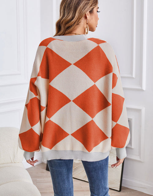 Load image into Gallery viewer, Geometric Lantern Sleeve Cardigan with Pockets
