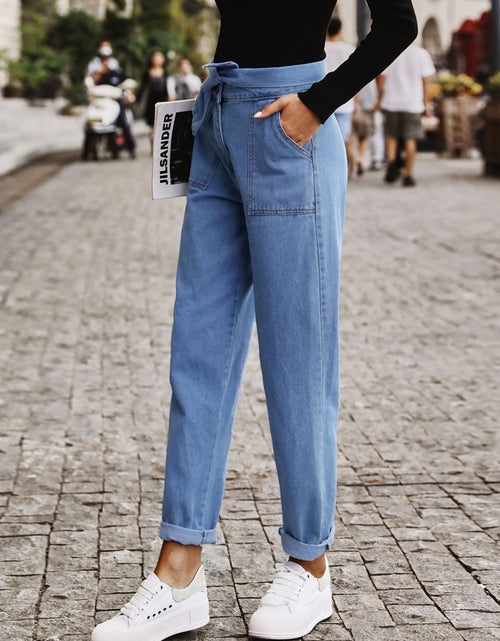 Load image into Gallery viewer, Tied Straight Jeans with Pockets
