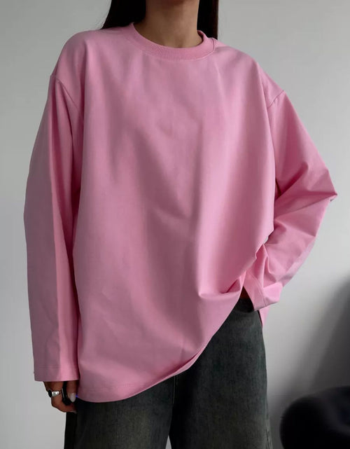 Load image into Gallery viewer, Round Neck Dropped Shoulder Long Sleeve T-Shirt

