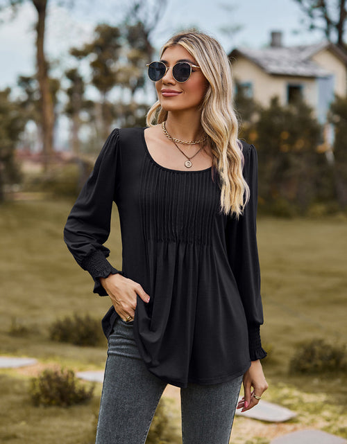 Load image into Gallery viewer, Puff Sleeve Pleated Blouse
