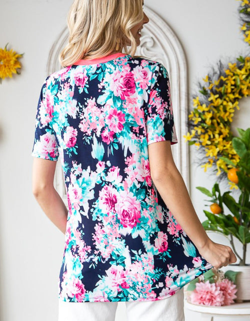 Load image into Gallery viewer, Heimish Full Size Floral V-Neck Short Sleeve T-Shirt
