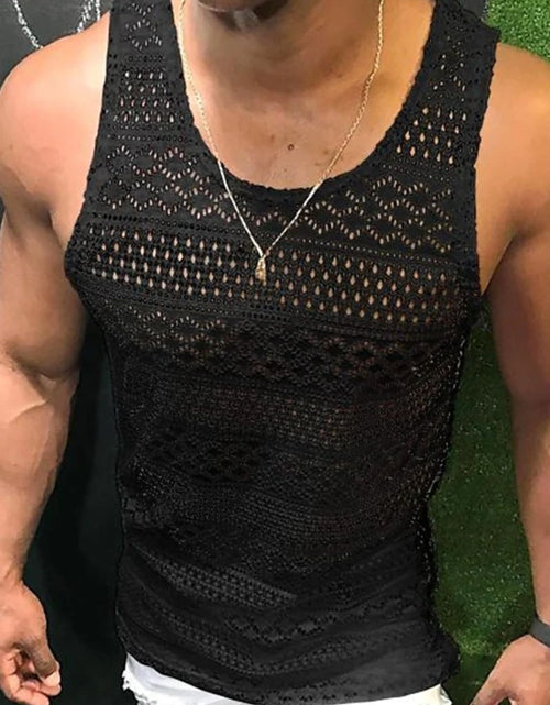 Load image into Gallery viewer, Men's Full Size Openwork Round Neck Tank Plus Size
