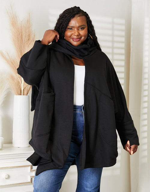 Load image into Gallery viewer, HEYSON Full Size Open Front Cardigan with Scarf Design
