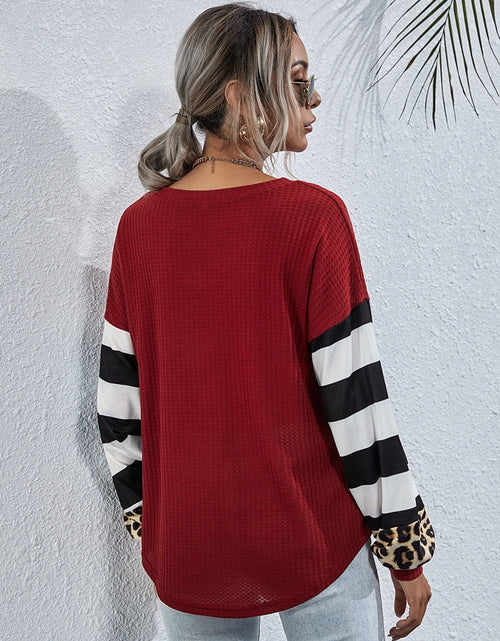 Load image into Gallery viewer, Leopard Striped Waffle-Knit Top
