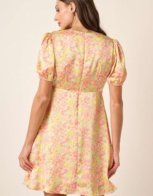 Load image into Gallery viewer, Mittoshop Printed V-Neck Puff Sleeve Mini Dress
