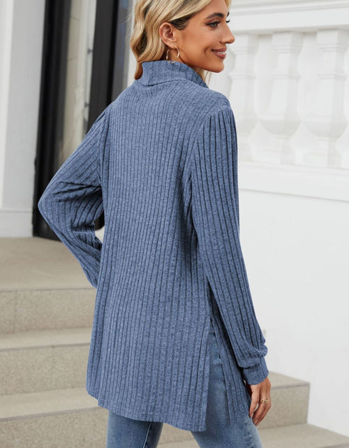 Load image into Gallery viewer, Slit Mock Neck Long Sleeve T-Shirt
