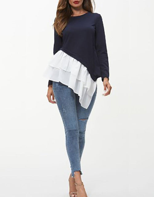 Load image into Gallery viewer, Ivy Lane Tiered Contrast Round Neck Long Sleeve T-Shirt
