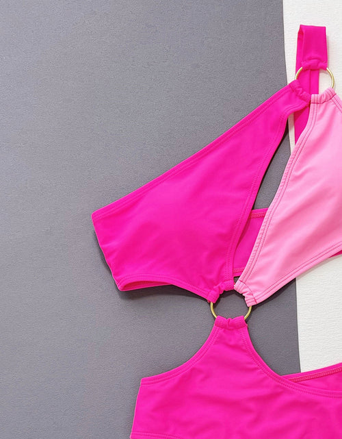 Load image into Gallery viewer, One-Shoulder Cutout Ring Detail One-Piece Swimsuit
