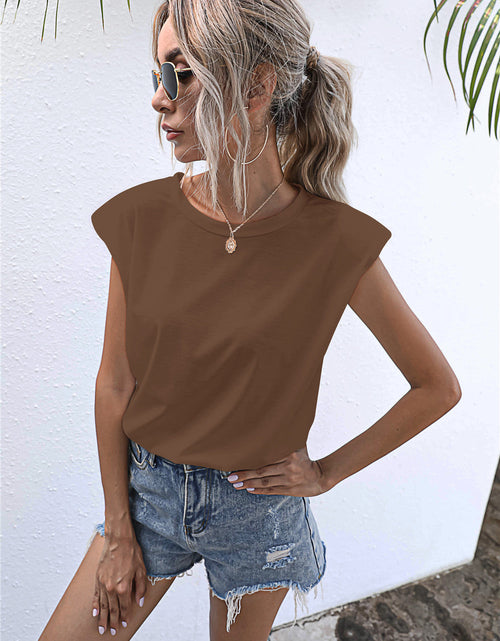 Load image into Gallery viewer, Round Neck Cap Sleeve Tee
