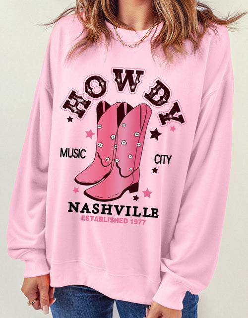 Load image into Gallery viewer, Cowboy Boots Graphic Dropped Shoulder Sweatshirt

