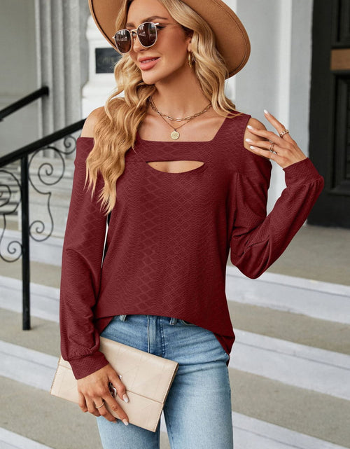 Load image into Gallery viewer, Cold Shoulder Square Neck Cutout Blouse

