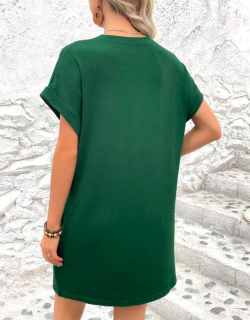 Load image into Gallery viewer, Round Neck Short Sleeve Mini Tee Dress with Pockets
