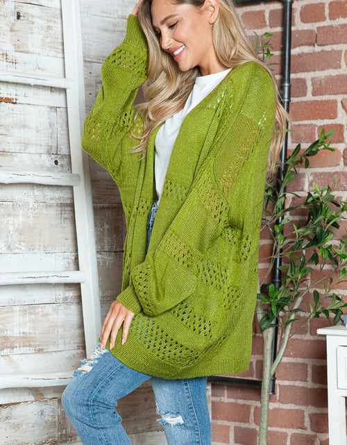 Load image into Gallery viewer, Openwork Open Front Long Sleeve Cardigan
