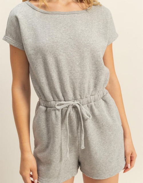 Load image into Gallery viewer, HYFVE Round Neck Short Sleeve Drawstring Waist Romper
