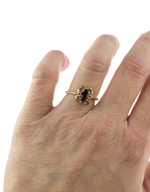 Load image into Gallery viewer, Vintage Jewelry Marquise Cut Jet Black Crystal Cocktail Ring in 18k White Gold Electroplate by PVD Vintage Jewelry

