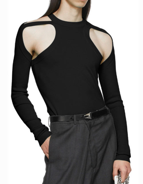 Load image into Gallery viewer, Men's Full Size Cutout Round Neck Long Sleeve Top Plus Size
