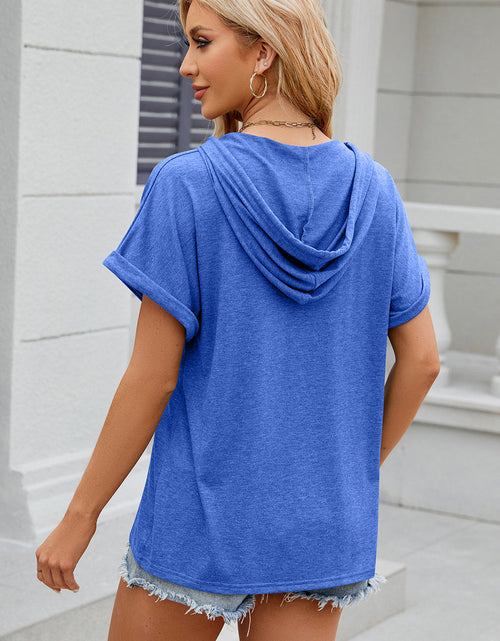 Load image into Gallery viewer, Florira Hooded Short Sleeve T-Shirt
