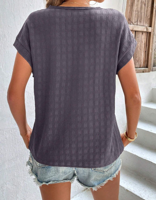 Load image into Gallery viewer, Textured Round Neck Short Sleeve Top
