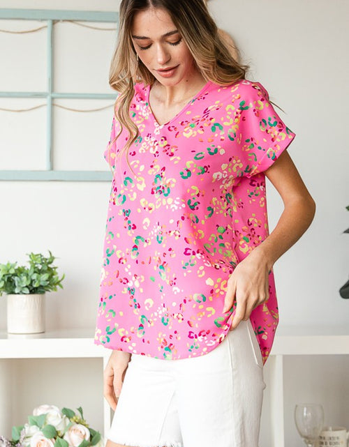 Load image into Gallery viewer, Heimish Full Size Animal print V-Neck Short Sleeve T-Shirt Plus Size
