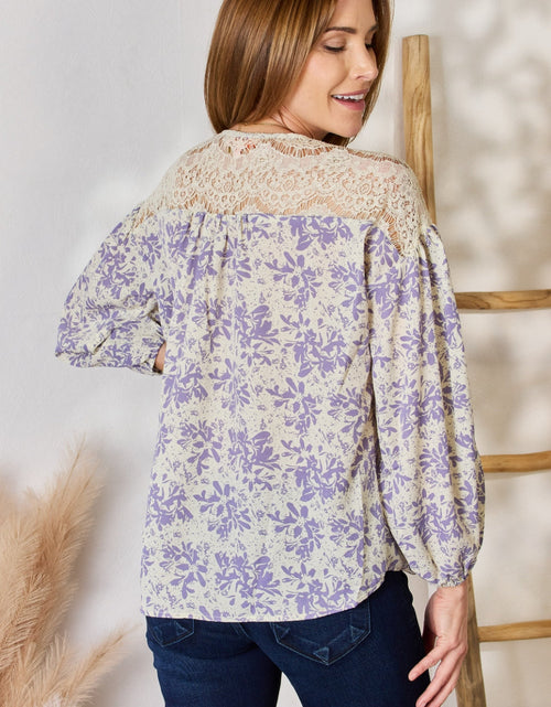 Load image into Gallery viewer, Hailey &amp; Co Full Size Lace Detail Printed Blouse
