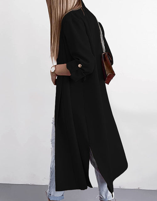 Load image into Gallery viewer, Slit Open Front Roll-Tab Sleeve Trench Coat
