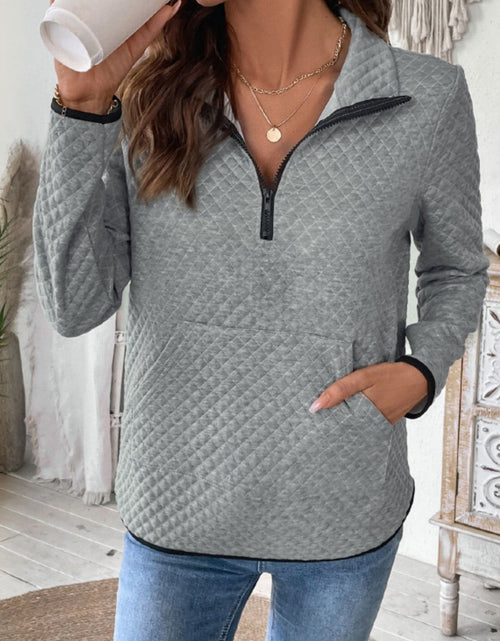 Load image into Gallery viewer, Perfee Texture Half Zip Long Sleeve Sweatshirt
