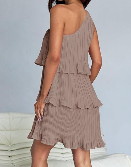 Load image into Gallery viewer, Layered Single Shoulder Mini Dress
