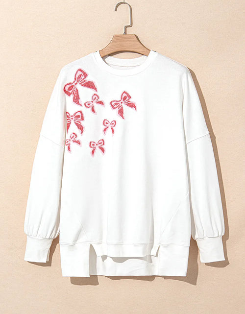 Load image into Gallery viewer, Bow Round Neck Long Sleeve Sweatshirt
