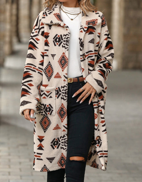 Load image into Gallery viewer, Geometric Pocketed Dropped Shoulder Coat
