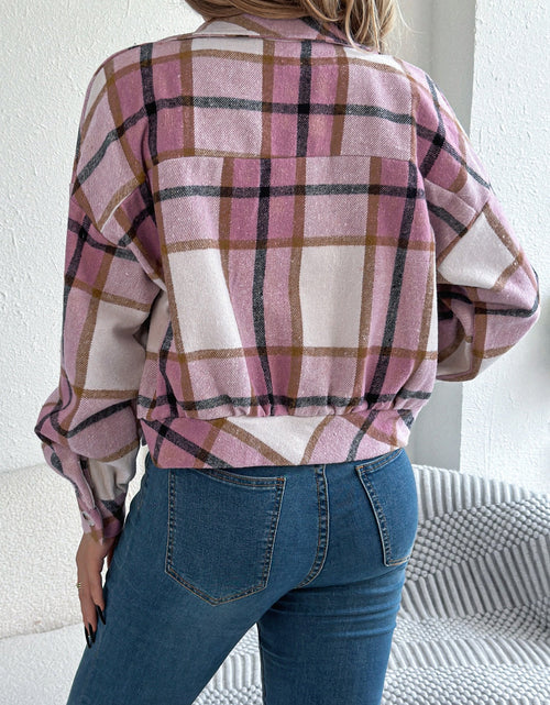 Load image into Gallery viewer, Plaid Button Up Long Sleeve Jacket
