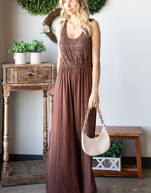 Load image into Gallery viewer, First Love Tie Back Sleeveless Slit Wide Leg Jumpsuit
