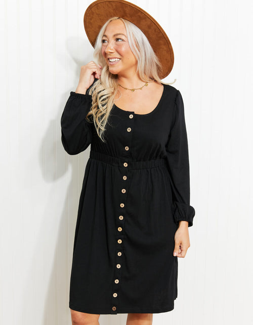 Load image into Gallery viewer, Scoop Neck Empire Waist Long Sleeve Mini Dress
