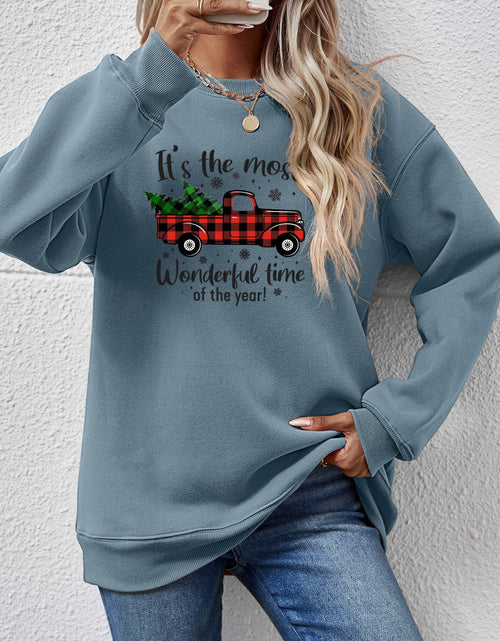 Load image into Gallery viewer, Graphic Round Neck Long Sleeve Sweatshirt
