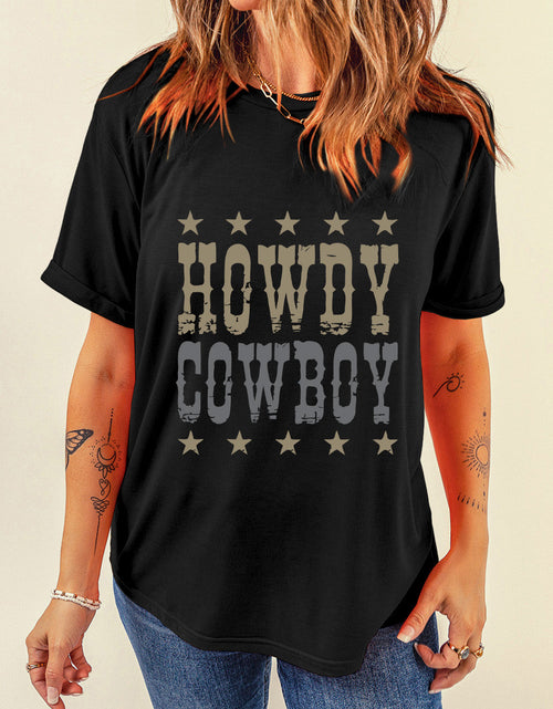 Load image into Gallery viewer, Letter Graphic Round Neck Short Sleeve T-Shirt
