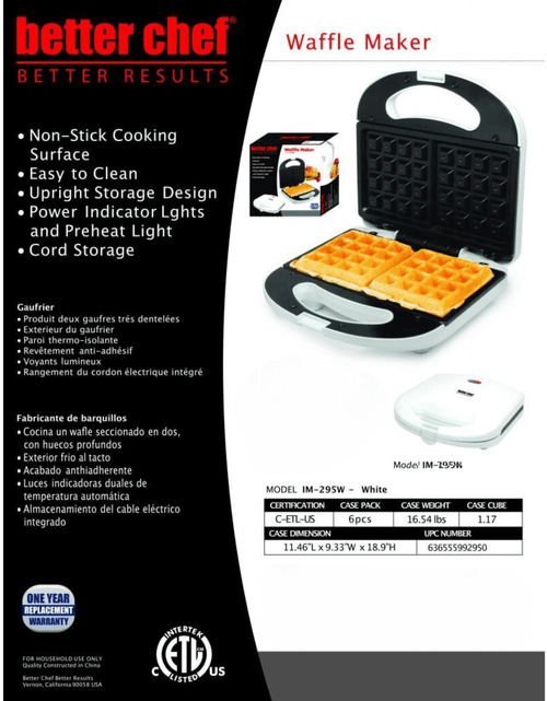 Load image into Gallery viewer, Better Chef Non-Stick Electric Waffle Maker by Jupiter Gear Home
