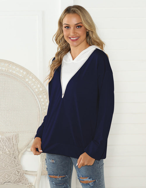 Load image into Gallery viewer, Shiny Contrast Zip Detail Hoodie
