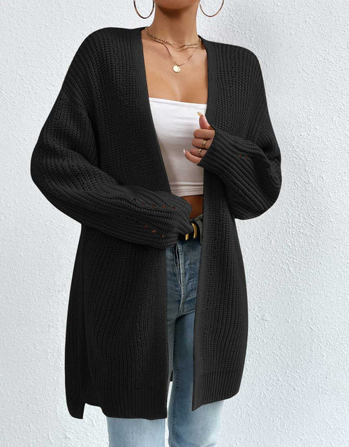 Load image into Gallery viewer, Open Front Dropped Shoulder Slit Cardigan
